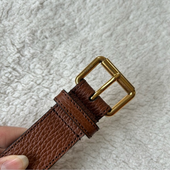 NWT Authentic Gucci Denim-Paneled Leather Belt Blue Size 90 - Picture 2 of 6